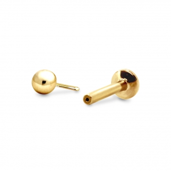 4mm Solid Gold Ball Push In Piercing