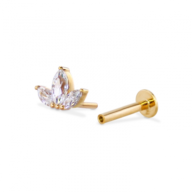 Three Leaf Marquise Diamonds Push In Piercing Three Leaf Marquise Diamonds Push In Piercing