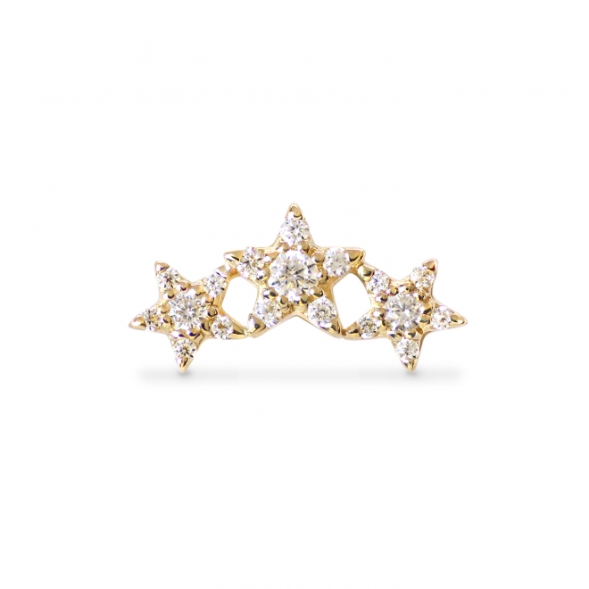 Three Diamonds Gold Stars Push In Piercing Three Diamonds Gold Stars Push In Piercing