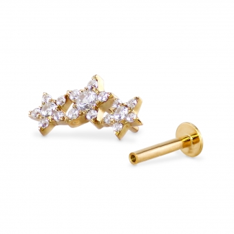 Three Diamonds Gold Stars Push In Piercing