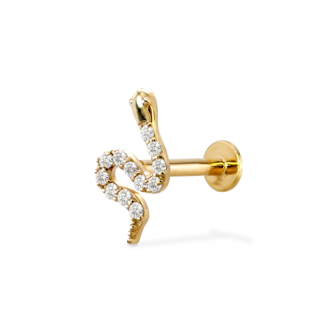 Little Snake with Diamonds Push In Piercing Little Snake with Diamonds Push In Piercing