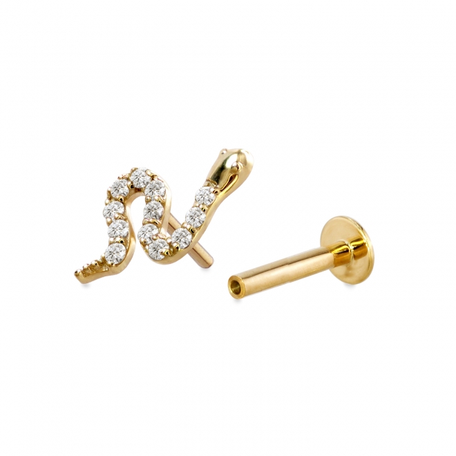 Little Snake with Diamonds Push In Piercing Little Snake with Diamonds Push In Piercing