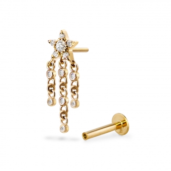 Starburst Diamonds Chain Drop Push In Piercing