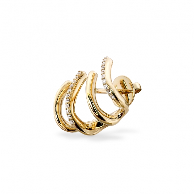 Quad Row Pavé Cuff Earrings with Screw Back