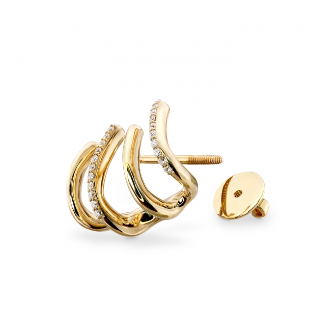 Quad Row Pavé Cuff Earrings with Screw Back