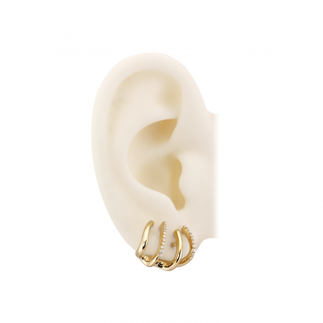 Quad Row Pavé Cuff Earrings with Screw Back