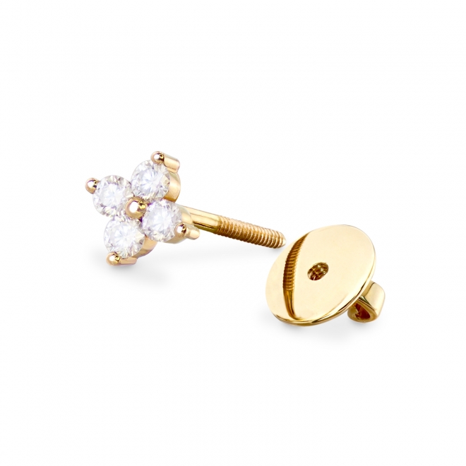 4 Diamonds Cluster Set Screw Back Earrings (By Piece)