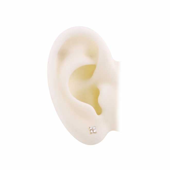 4 Diamonds Cluster Set Screw Back Earrings (By Piece)