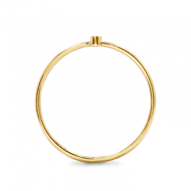 Gold Plain 1.4mm Solitaire Diamond Ring