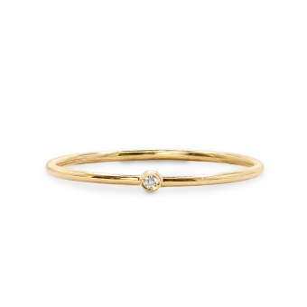 Gold Plain 1.4mm Solitaire Diamond Ring
