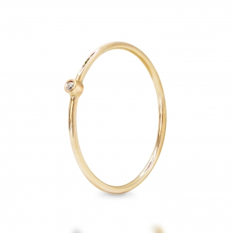 Gold Plain 1.4mm Solitaire Diamond Ring