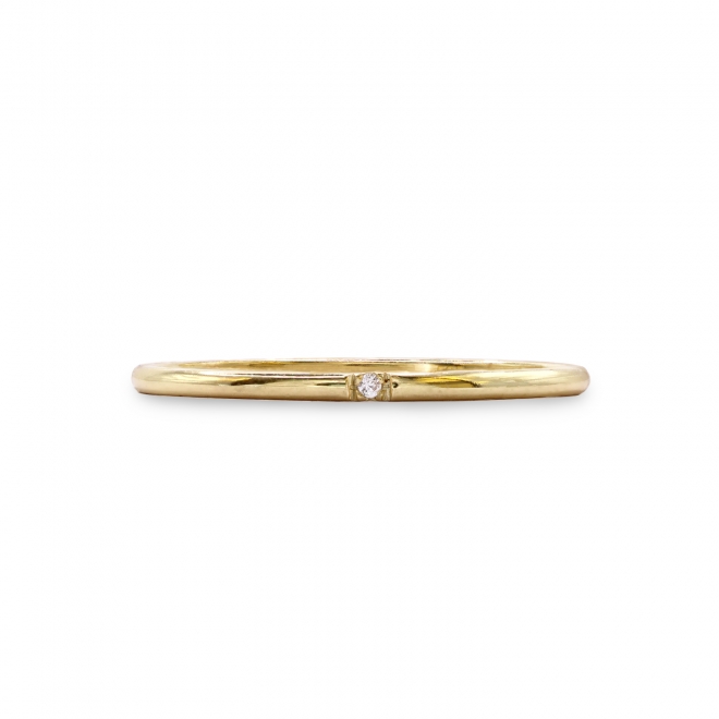 Gold Plain 1mm Solitaire Diamond Ring