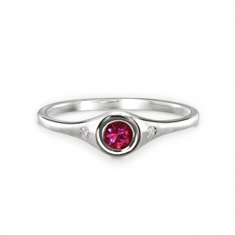 Beautiful Engagement Ring with 3.5mm Center Stone - Bezel Setting