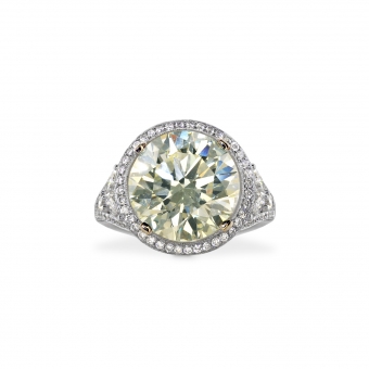 Flourish Round Brilliant Diamond Pave Setting Ring