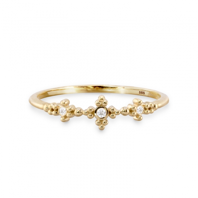 Dot Flower Ring with Diamonds
