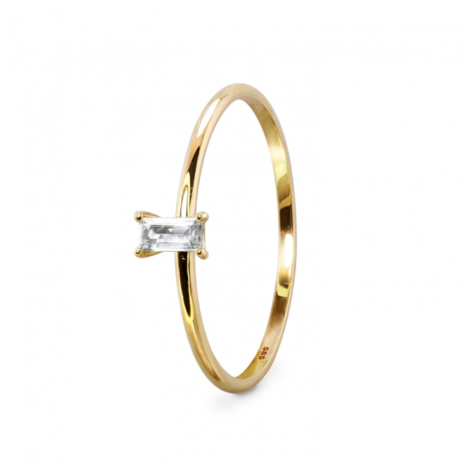 Four Prong Baguette Ring with Solitaire Gemstone