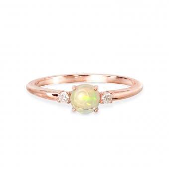 Opal Gold Ring with Diamonds