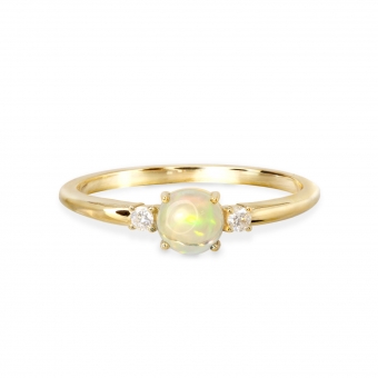Opal Gold Ring with Diamonds