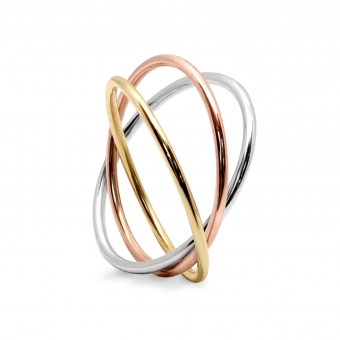 Trio Color Gold and Silver Ring 