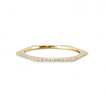 Hexagon Shape Thin Ring with Diamonds