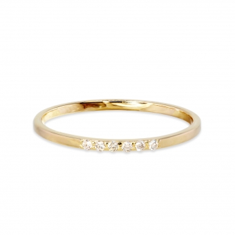 Solid Gold Plain 1.2mm Wire Ring with Diamonds