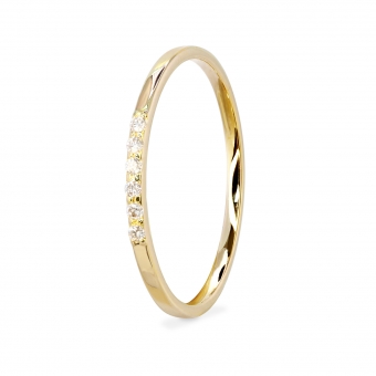 Solid Gold Plain 1.2mm Wire Ring with Diamonds