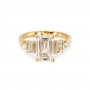 Emerald Cut Diamond with Baguette and Round Diamonds Engagement Ring