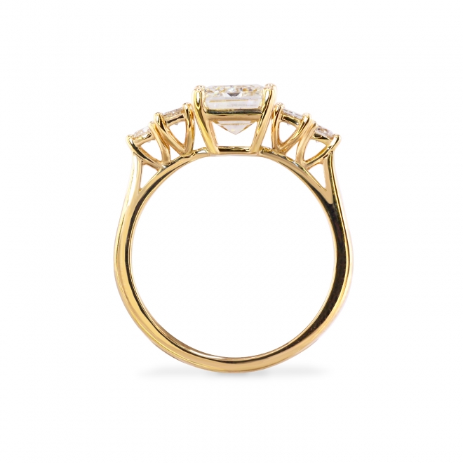 Emerald Cut Diamond with Baguette and Round Diamonds Engagement Ring