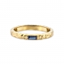 Solitaire Baguette Gemstone Hammer Finished Gold Ring