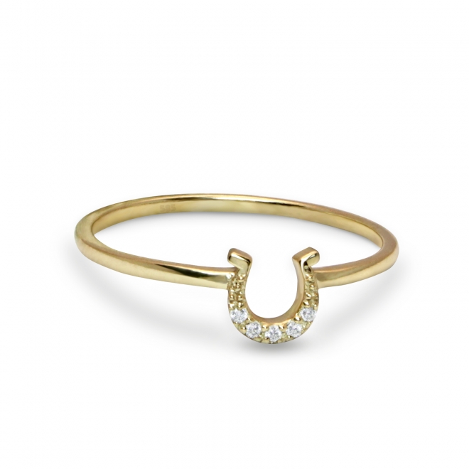Gold Horseshoe ring with 5 Diamonds