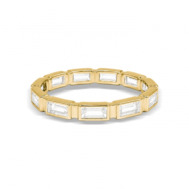 Baguette cut bezel set eternity ring