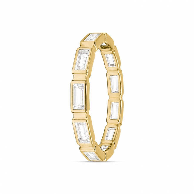 Baguette cut bezel set eternity ring