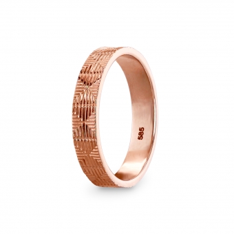 Cross Pattern Engagement Gold Ring-4mm Width