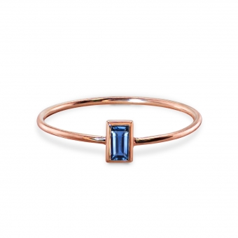 Solitaire Vertical Set Baguette Gemstone Gold Thin Ring