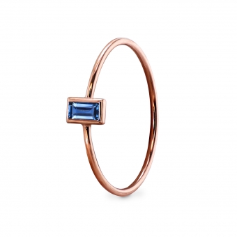 Solitaire Vertical Set Baguette Gemstone Gold Thin Ring