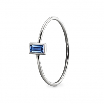 Solitaire Vertical Set Baguette Gemstone Gold Thin Ring