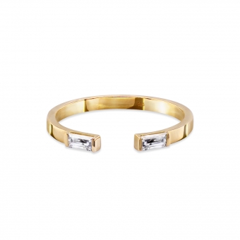 Gold Open Ring with Baguette Diamonds