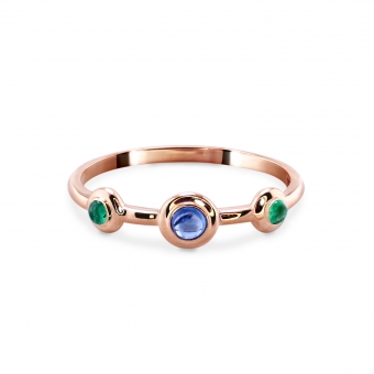 Cabochon Gemstones UFO Gold Ring