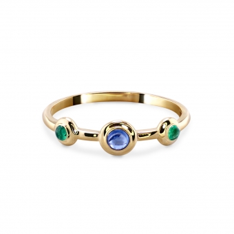 Cabochon Gemstones UFO Gold Ring
