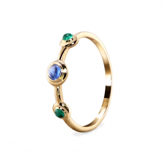 Cabochon Gemstones UFO Gold Ring