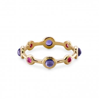 Cabochon Gemstones Crown Band Ring