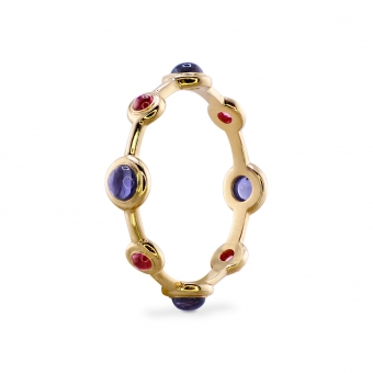 Cabochon Gemstones Crown Band Ring