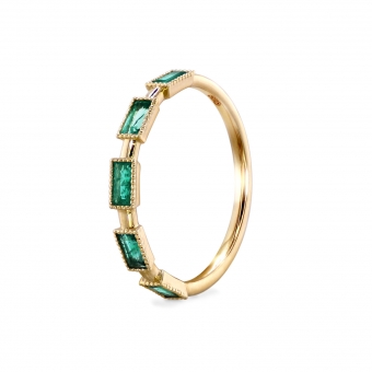 Gold Frame Ring with Baguette Gemstones