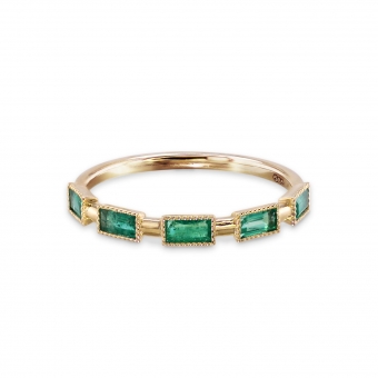 Gold Frame Ring with Baguette Gemstones