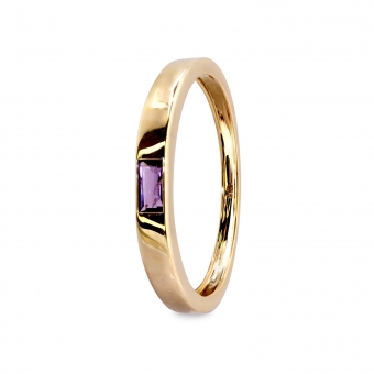 Solitaire Baguette Gemstone Gold Ring