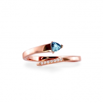 Trillion Gemstone and Diamonds Snake Open Ring