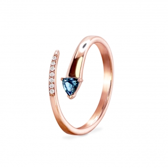 Trillion Gemstone and Diamonds Snake Open Ring