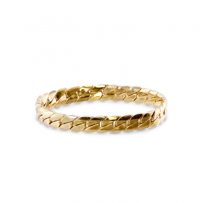 Oval Single Curb Gold Chain Ring