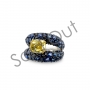 Natural Fancy Intense Yellow Diamond Ring with Blue Sapphires