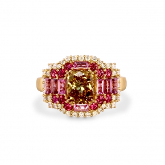 Fancy Color Diamond Ring with Sapphires and Spinel